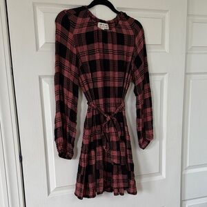 anthropologie Plaid Pink and Black Women's Dress